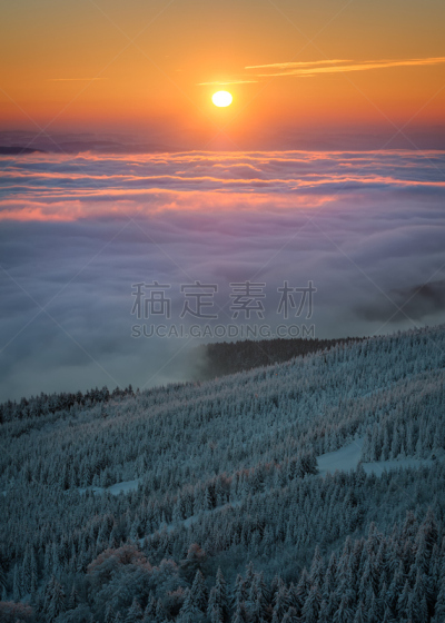 早晨,冬天,利贝雷克,捷克,看风景,非凡的,白昼,冷,山顶,黎明