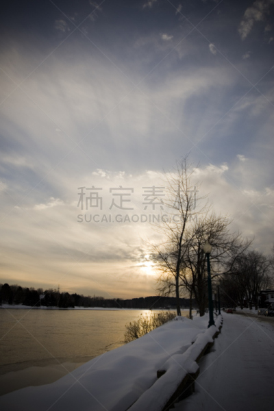 冬天,圣茂里斯,偏振光,寒冷,暗色,云景,风,云,雪,加拿大