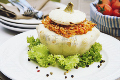 扁圆南瓜,配方,西红柿,塞满了的,稻,海伊节食法,素食,立陶宛共和国,蔬菜,莴苣