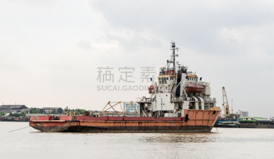 古老的,建筑业,河流,船,乡村风格,水,水平画幅,无人,海港,货运