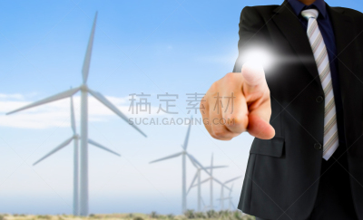 能源,男商人,绿色,风土流程,电子白板,负责任的企业,风轮机,风力,留白,风