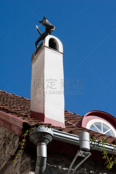 塔林,烟囱,猫,垂直画幅,窗户,天空,外立面,建筑,无人,欧洲