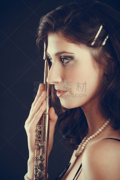 乐器,长笛,女人,高雅,垂直画幅,艺术家,艺术,进行中,噪声,乐谱