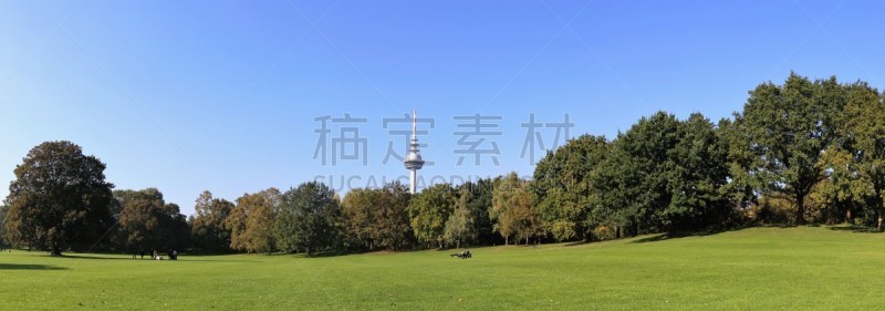 曼海姆,德国,通讯塔佛恩莫德特姆,无线电通信塔,秋天,全景,图像,公园,宽的,无人