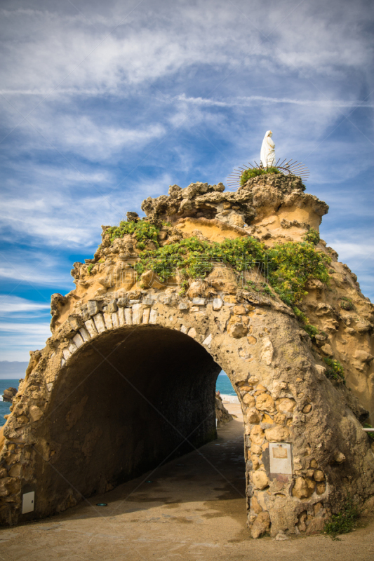 天空,风景,法国,巴斯克地区,圣母岩礁,蓝色,比亚里茨,拱门,自然美,岩石