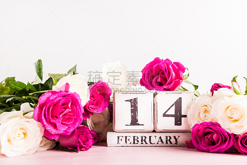 玫瑰,情人节,粉色,白色,周年纪念,事件,贺卡,清新,热情,浪漫