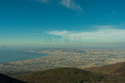 城市,意大利,维苏威火山,风景,海洋,山,在上面,海岸线,国内著名景点,夏天