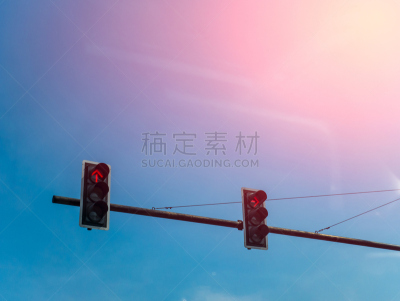 红灯,高视角,悬挂的,街道,红绿灯,人行横道,十字路口,水平画幅,无人,陆用车