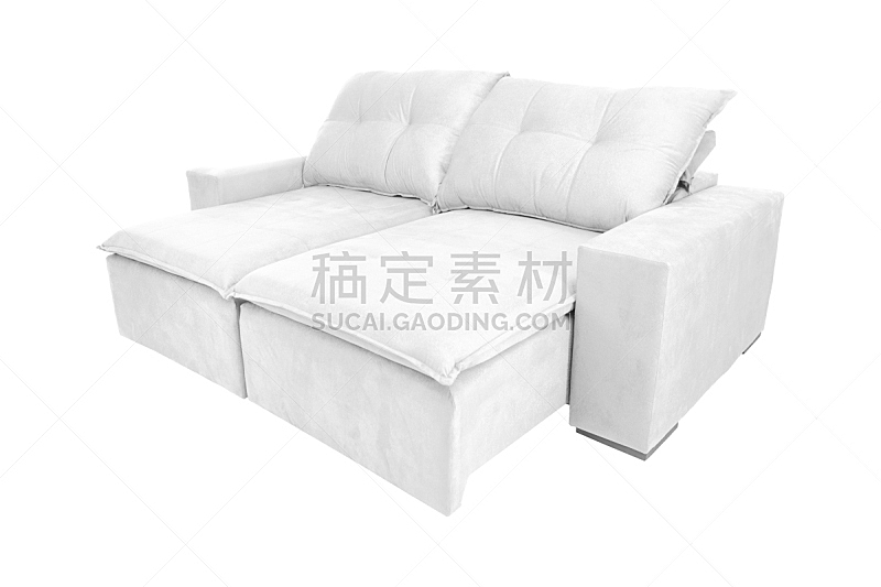沙发,现代,羊皮,白色背景,彩色图片,分离着色,视角,一个物体,背景分离,纺织品