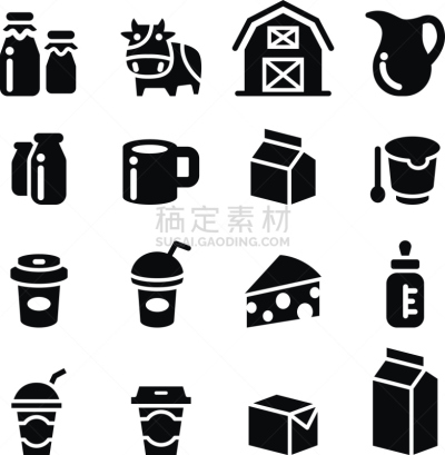 牛奶瓶,图标集,婴儿奶瓶,奶壶,饮料,农业,水壶,可爱的,清新,杯