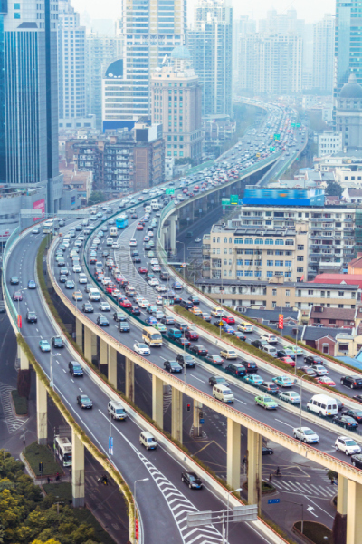 上海,公路,延安路,浦西,高架道路,高架桥,垂直画幅,高视角,无人,陆用车