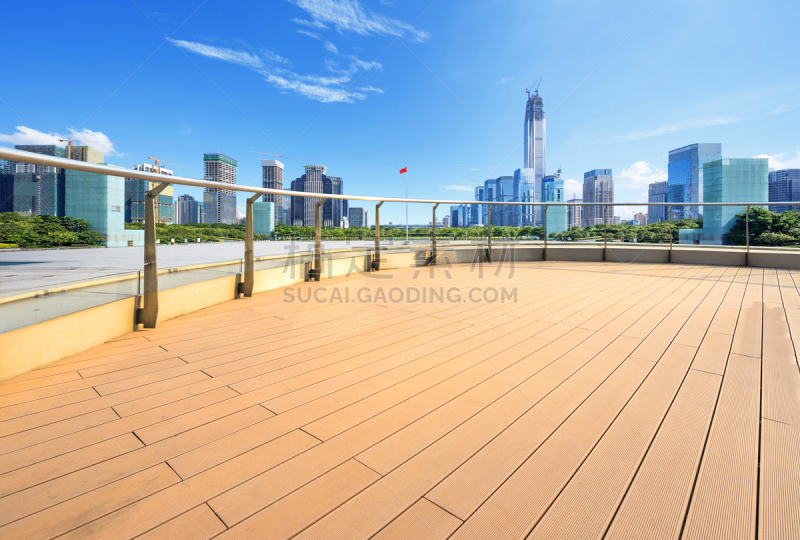 empty floor with cityscape and skyline of hangzhou