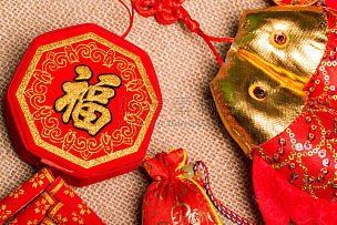 春节,贞德,中国结,水平画幅,无人,鱼类,幸福,影棚拍摄,红色,礼物