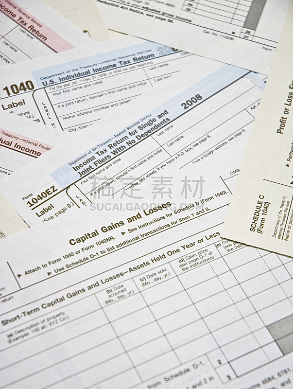 税,垂直画幅,税表,彩色图片,无人,表格,金融,纸,1040税表,摄影