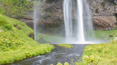 冰岛国,塞里雅兰瀑布,大特写,seljalandsfoss waterfall,自然,悬崖,水平画幅,瀑布,地质学,无人