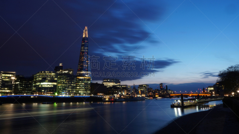 城市天际线,伦敦,水平画幅,无人,泰晤士河,伦敦市政厅,户外,城市,市政厅,长时间曝光