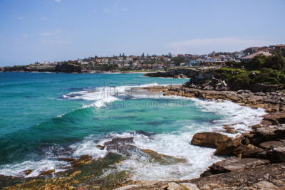 coogee,伯利海滩,悉尼,海岸地形,澳大利亚,水,水平画幅,沙子,无人,夏天