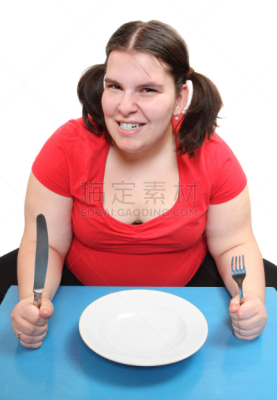 饥饿的,肥胖,空板,女人,活力,神经性厌食症,健康保健,空的,背景分离,食品