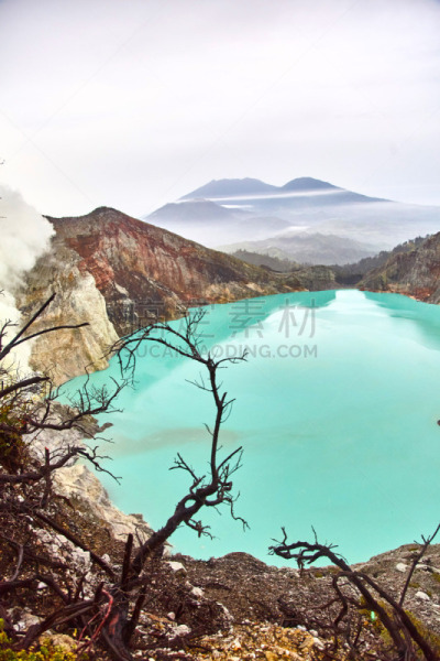 火山,火山口,卡诺岛,湖,户外,硫磺,天空,印度尼西亚,东,自然