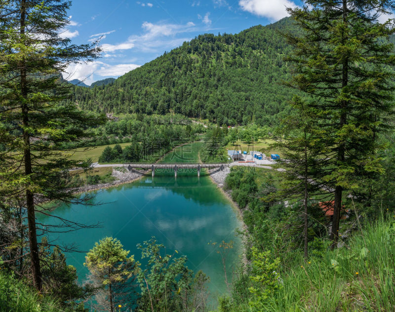 湖,巴伐利亚,山,德国,sylvenstein lake,水,天空,水平画幅,云,无人