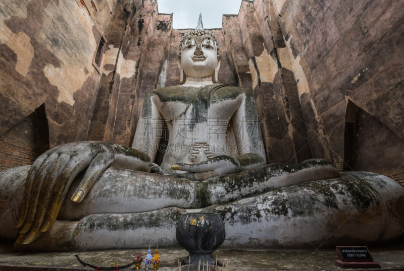 太阳穴,泰国,素可泰,西昌寺,素可泰遗址公园,佛,亚洲人种,旅行者,非都市风光,田园风光