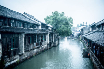 自然美,水乡,旅途,乌镇,世界遗产,云,古董,烟雾,林区,河流