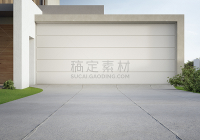 现代,车道,混凝土,房屋,巨大的,车库,草坪,泰国,地板,树荫