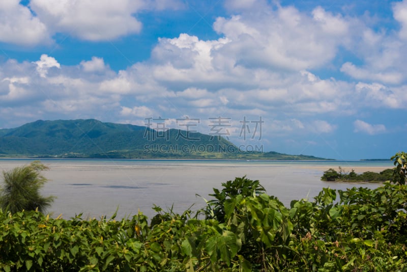 西表岛,看风景,冲绳县,岛,海滩,美,度假胜地,水平画幅,云,无人