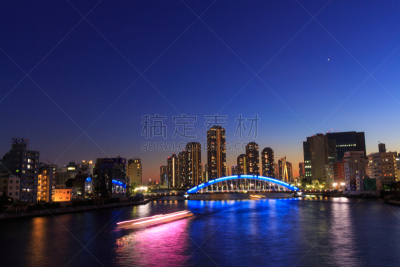 东京,黄昏,译太电桥,月岛,晴美区,东京湾,中央区,天空,美,里山