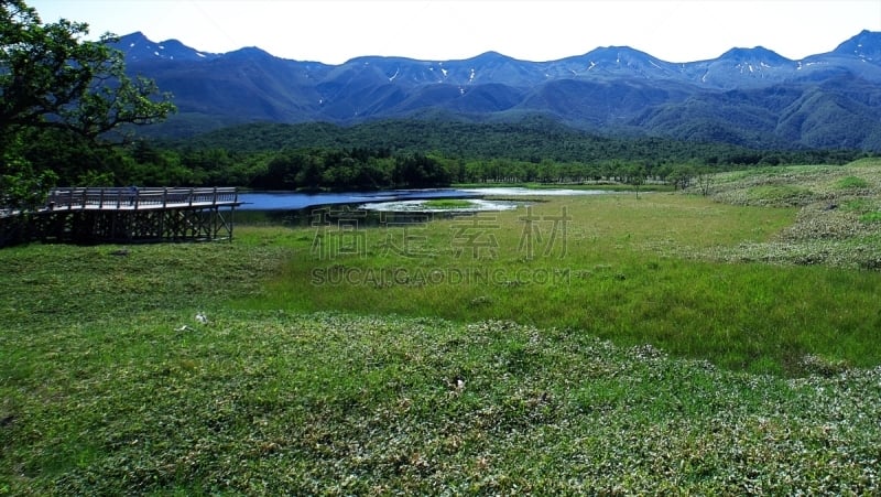 世界自然遗产,斜里岳,国后岛,知床五湖,北海道,留白,水平画幅,无人,夏天,户外