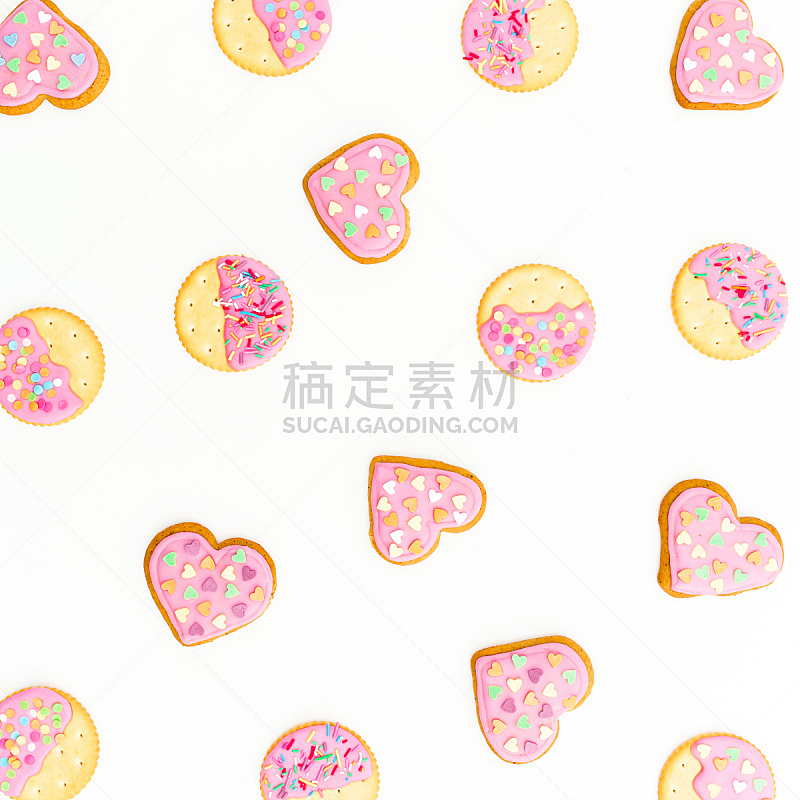 饼干,白色背景,粉色,平铺,姜饼蛋糕,分离着色,形状,无人,符号,蛋糕