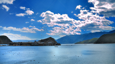 泸沽湖,日光,自然,水平画幅,山,无人,户外,摄影