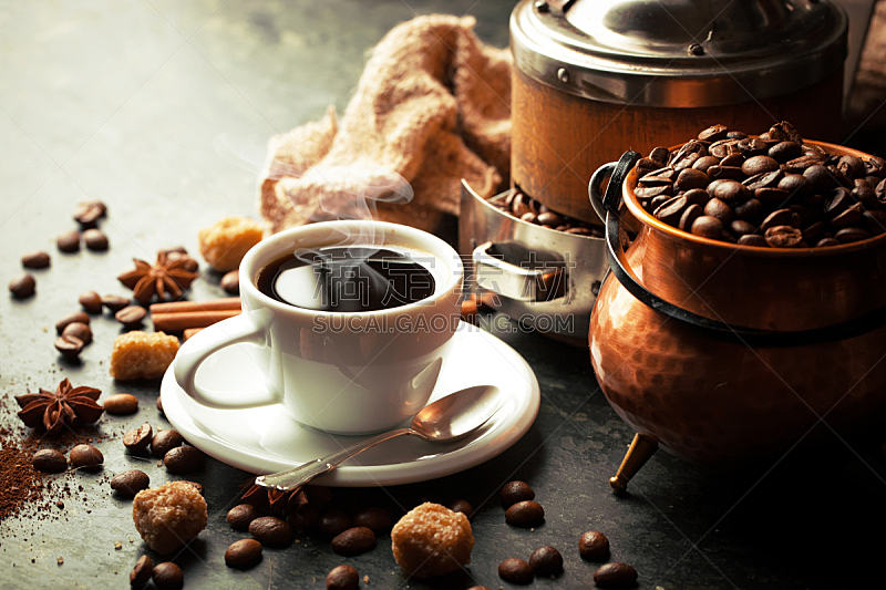 咖啡,烤咖啡豆,咖啡店,水平画幅,无人,热饮,茶匙,乌克兰,早晨,糖