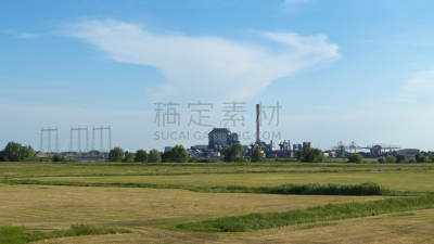 发电站,水平画幅,能源,无人,工厂,户外,草,云景,工业,白色