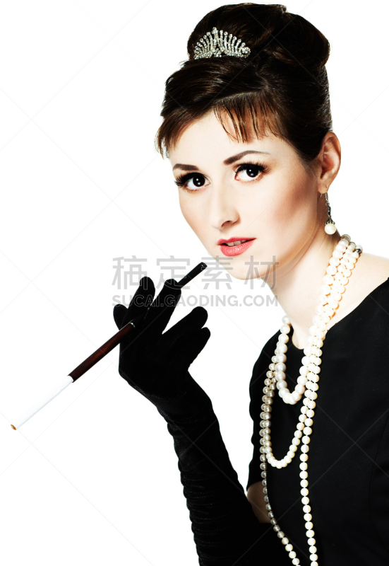 香烟,青年女人,自然美,垂直画幅,彩妆,夜晚,影片,古典式,天鹅绒,仅成年人