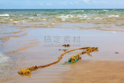 海滩,绳子,斯卡恩,海岬,水,天空,水平画幅,沙子,无人,古老的