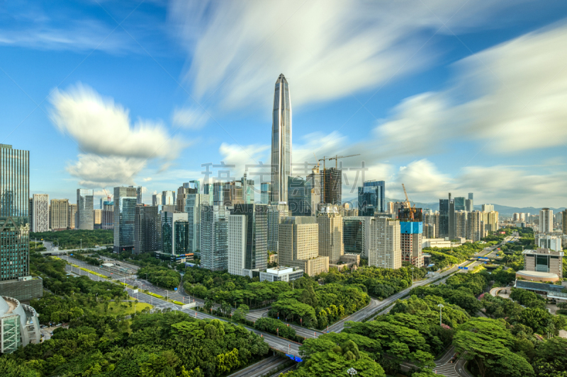 深圳,海洋,在下面,天空,水平画幅,云,无人,市区路,户外,都市风景