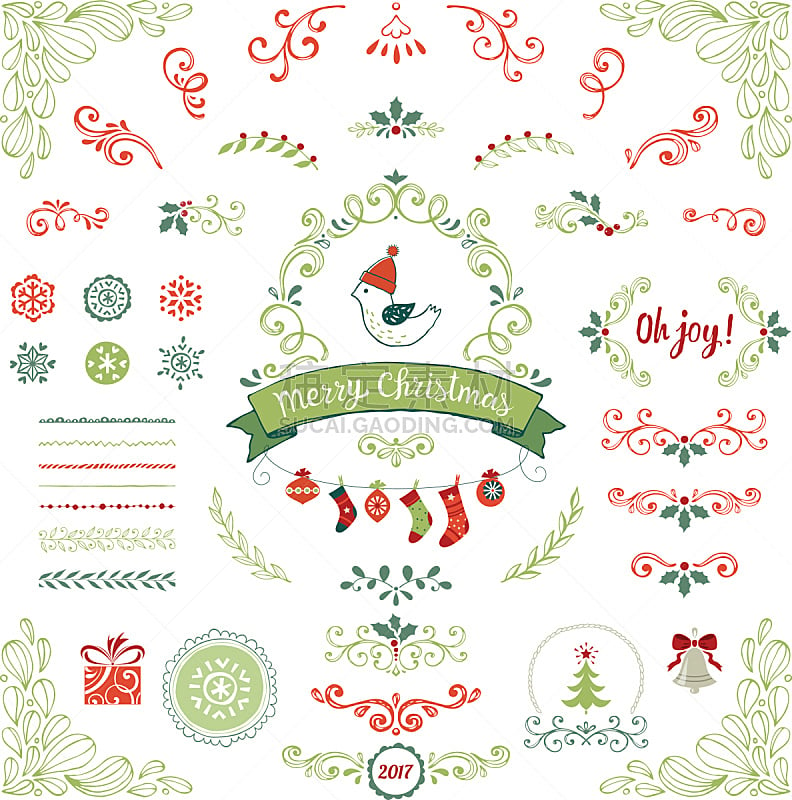 轮叶冬青,冬青树,圣诞长袜,角落,漩涡形,设计元素,圣诞装饰物,乡村风格,华丽的