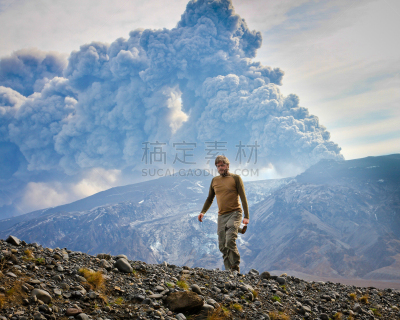 水平画幅,火山地形,户外,烟,云景,锅,男性,冰岛国,运动,山