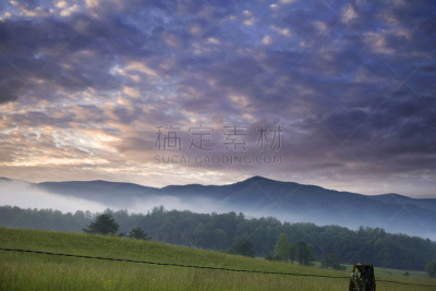早晨,山,汤逊,加得斯峡谷,田纳西,水平画幅,无人,户外,云景