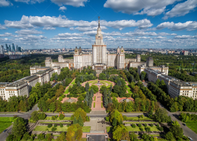 莫斯科,航拍视角,大学,州,mikhail lomonosov,前苏联,麻雀,直升机,公园,水平画幅