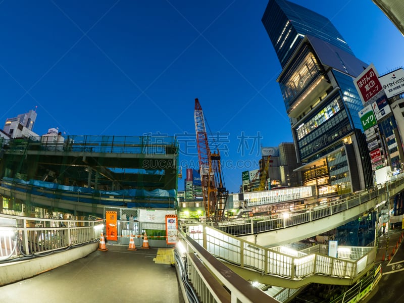 夜晚,涉谷区,东京,涉谷站,水平画幅,无人,户外,都市风景,建筑业