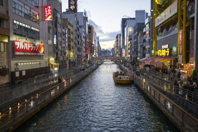 大阪府,大板南波站,道顿堀,近畿区域,水平画幅,夜晚,户外,泰国,都市风景,夜生活
