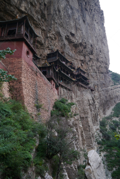 修道院,悬挂的,中国,衡山,大同,山西省,道教,垂直画幅,灵性,岩石