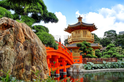 南莲园池,亭台楼阁,唐朝,水,天空,灵性,水平画幅,无人,当地著名景点,东亚