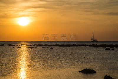 蓝塔岛,云,泰国,船,天空,沙子,海洋,多色的,水,太阳