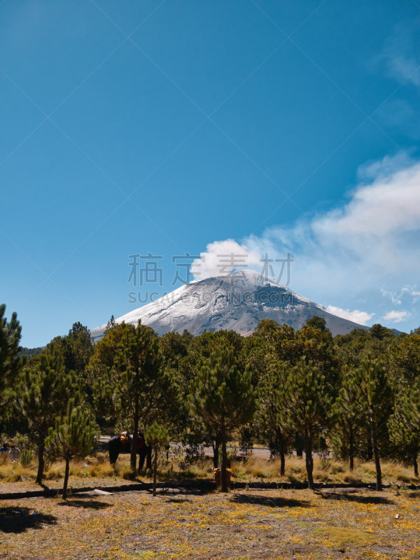 波波卡特佩特火山,喷气孔,雪,墨西哥,户外,危险,天空,火山,火山口,普埃布拉州