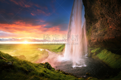 seljalandsfoss waterfall,冰岛国,瀑布,彩虹,冰河,极端地形,自然神力,南,野外动物,宏伟