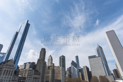 芝加哥市,城市天际线,一诚广场,慎行广场二号大厦,aon center,斯墨菲斯通大楼,芝加哥鲁普商业区,天空,水平画幅,建筑