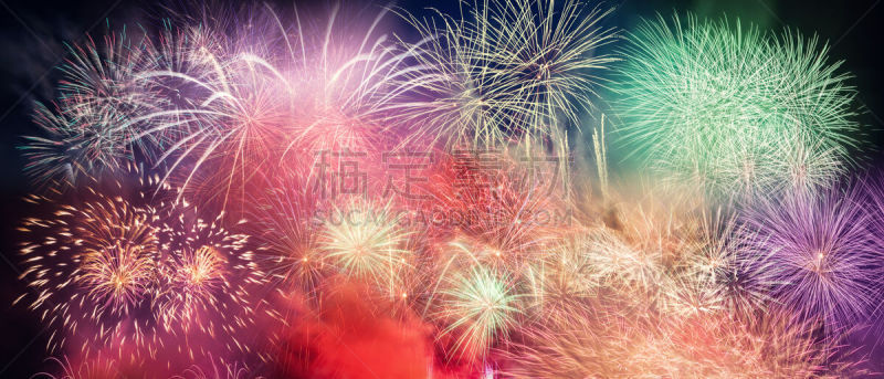 天空,新年前夕,非凡的,正下方视角,烟花秀,新的,美国国庆日,夜晚,新年,生日